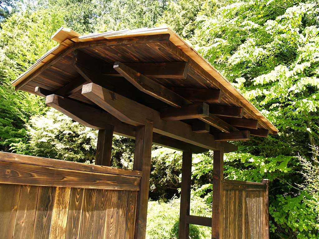 Japanese Japanese garden wood gate and workmanship.