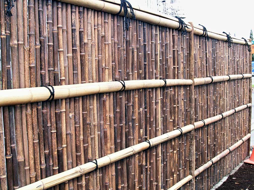 Closer look at the bamboo fence.